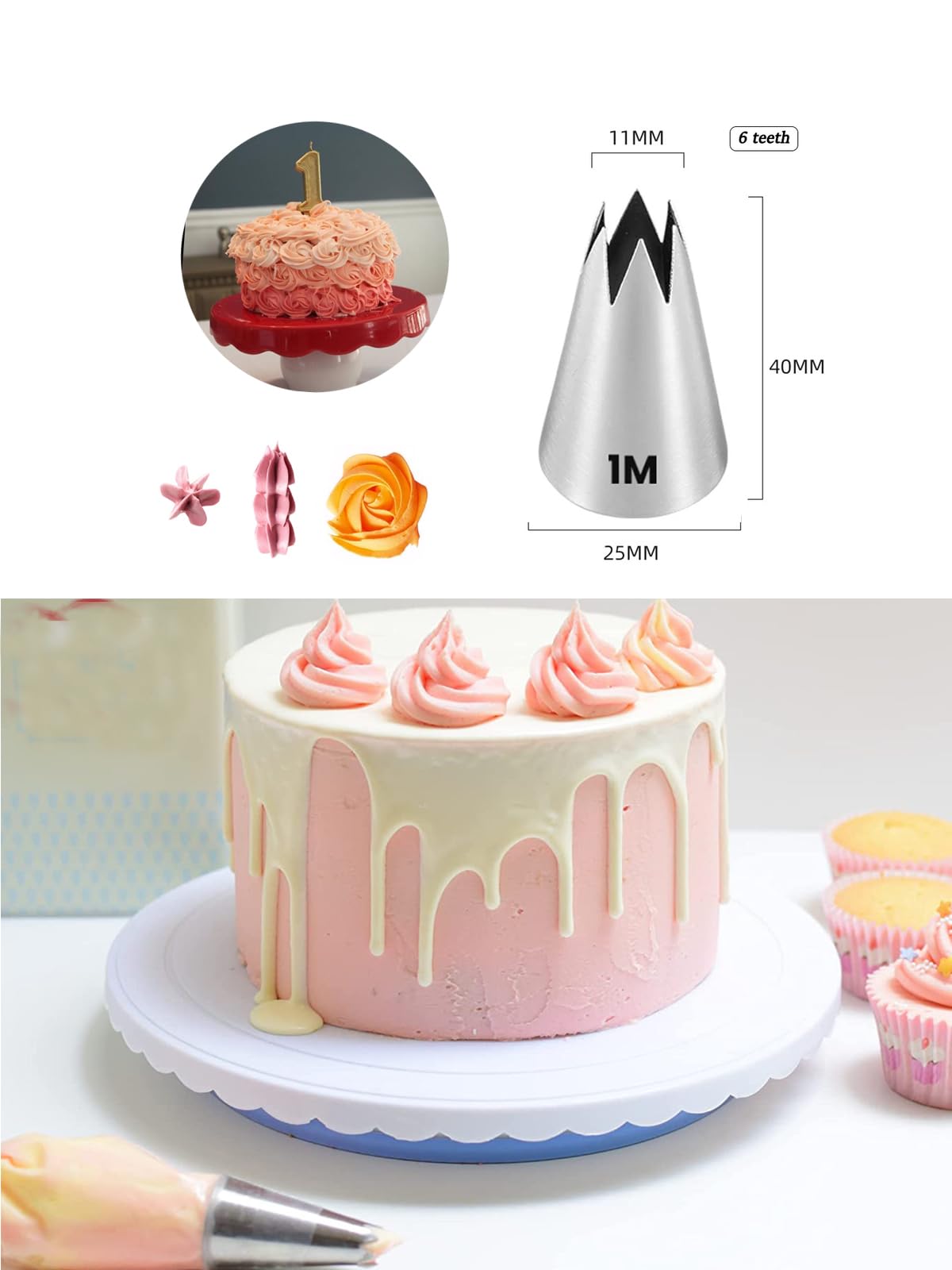 Amazon.com: 1M 2D 2F Piping Tips Set with 20 Bags, Large Cake